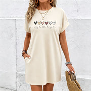 Dress for Made of Heart and Letter Designs Cotton T-Shirt in White