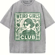 Weird Girls Club Quirky Vintage Washed T-Shirt in Gray