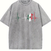 Heartbeat for Daily Wear Ladies for All Seasons vintage washed oversized T-shirt in Gray