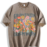 Thick Retro Blouse Vintage Washed T-Shirt in Brown
