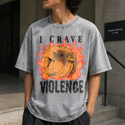 I Crave Violence Hippo Vintage Washed T-Shirt in Gray
