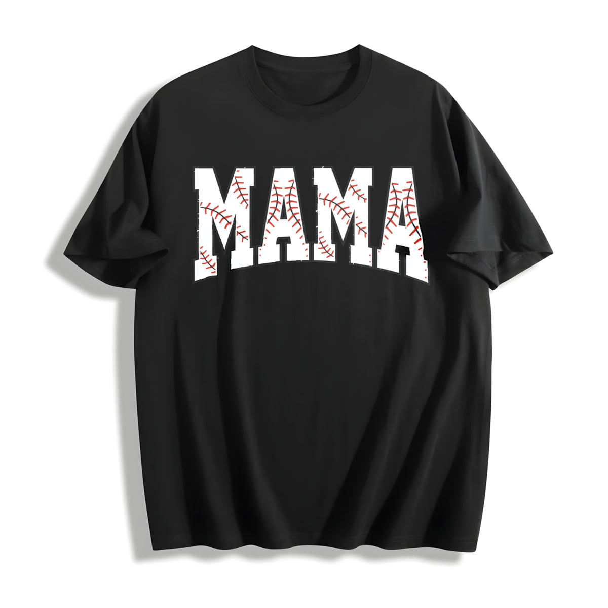 Baseball Mama Mothers Day for Baseball Mom Cotton T-Shirt in Black