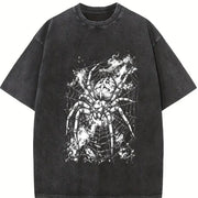 Spider 90s Retro ® Web Gothic Grunge Y2k Vintage Washed T-Shirt in Black