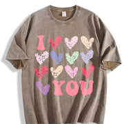 Valentine's Day Loose- Basic Stylish Vintage Washed T-Shirt in Brown