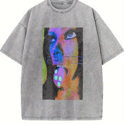PS2 Ad Campaign Y2k Gaming Vintage Washed T-Shirt in Gray