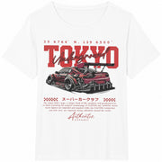 New Minimalist Racing Car White Cotton T-Shirt in White