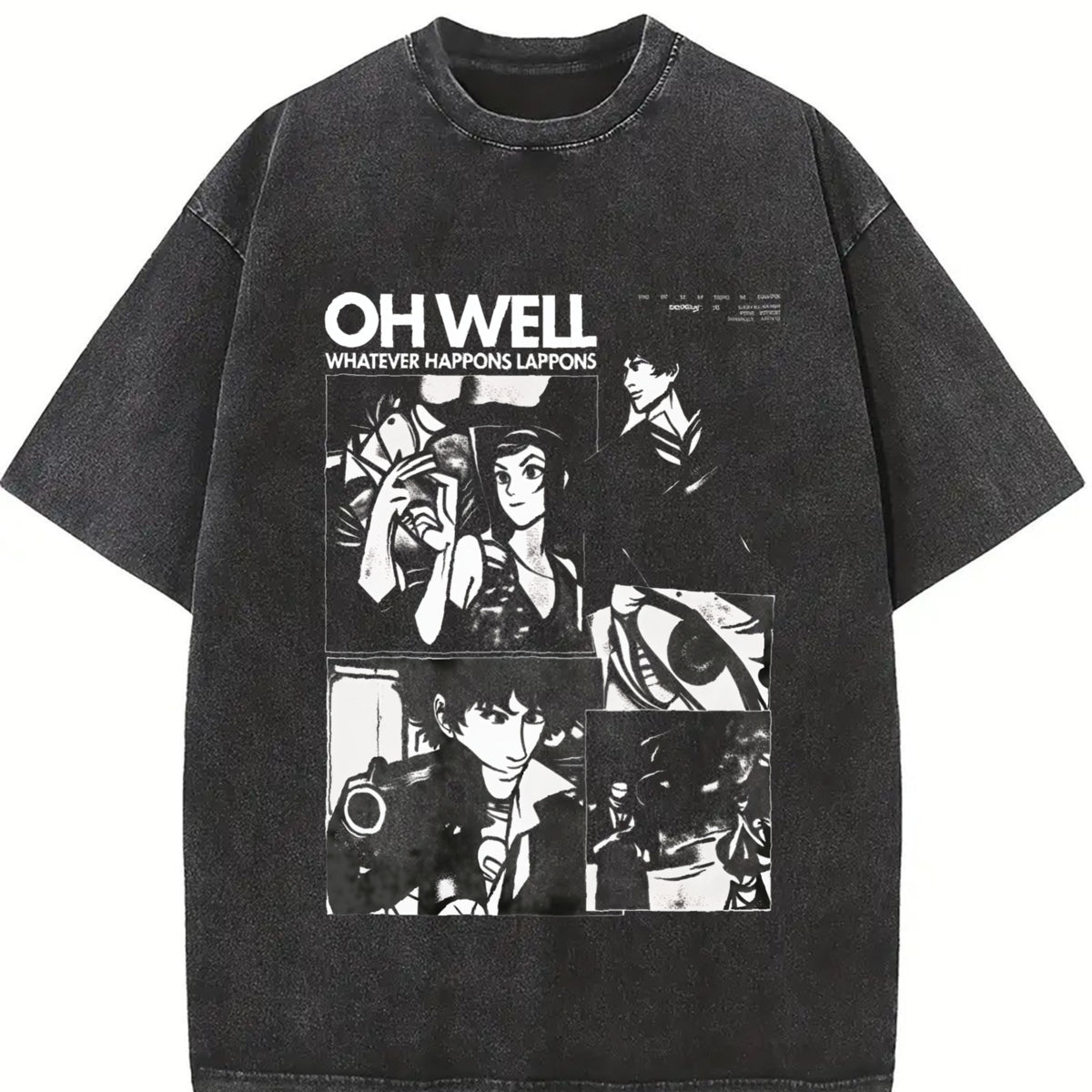 Cowboy Bebop Anime Vintage Washed T-Shirt in Black