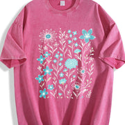Wildflowers ® Retro Block Peonies Vintage Washed T-Shirt in Red