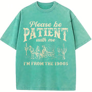 Please Be Patient With Me I'm from the 1900s Meme Retro vintage washed oversized T-shirt in Blue