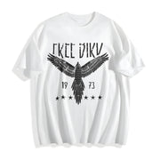 Free Bird Boho Eagle Thunderbird Retro Music Inspired Cotton T-Shirt in White