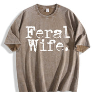 Feral Wife Cowgirl Feral Era Vintage Washed T-Shirt in Brown