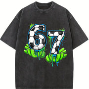 67 Soccer Vintage Washed T-Shirt in Black