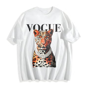 Leopard Cotton T-Shirt in White