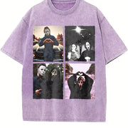 Michael Myers and Ghostface Vintage Washed T-Shirt in Purple