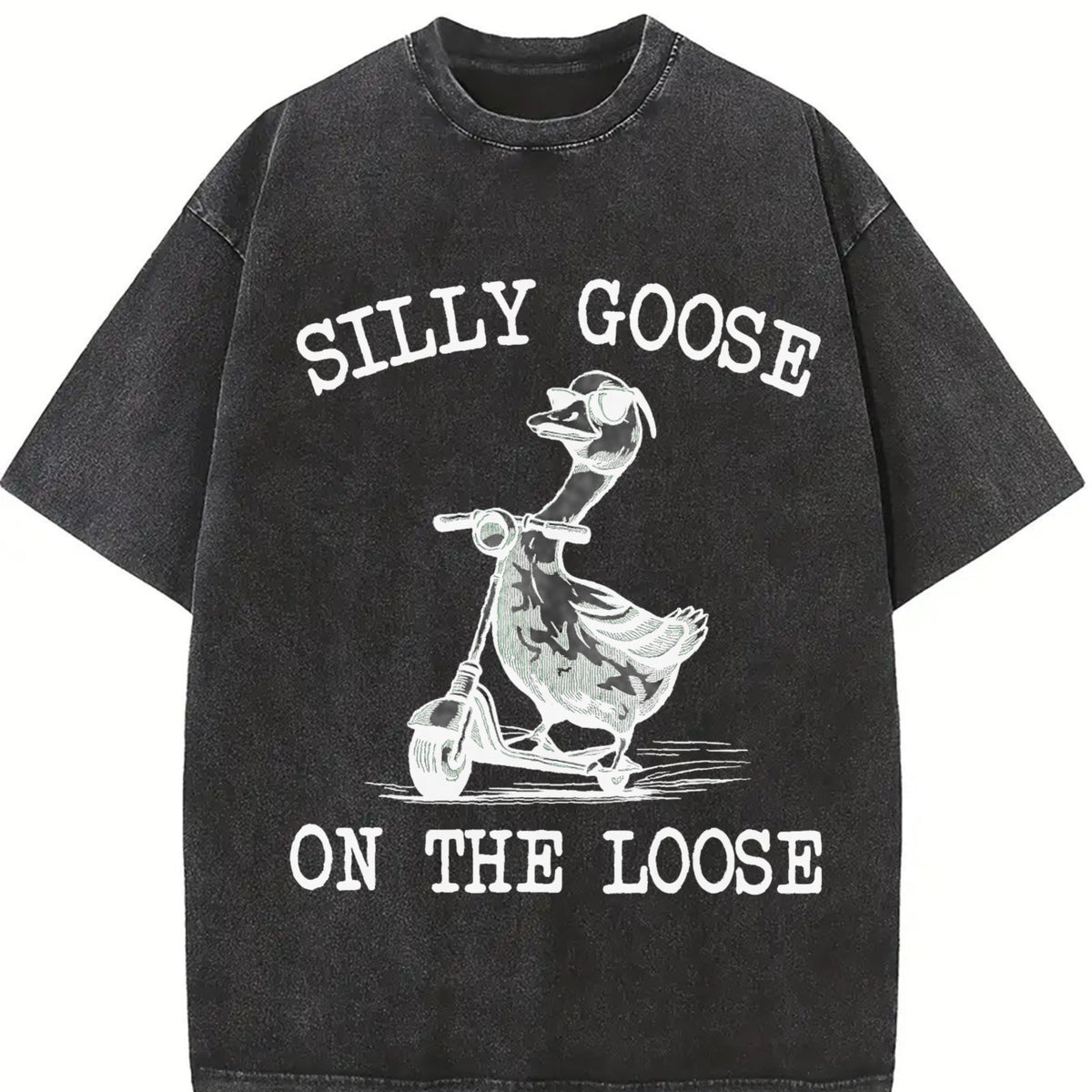 Silly Goose on the Loose Vintage Washed T-Shirt in Black