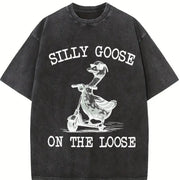 Silly Goose on the Loose Vintage Washed T-Shirt in Black