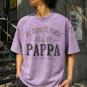 Custom My Favorite People Call Me Papa Vintage Washed T-Shirt in Purple