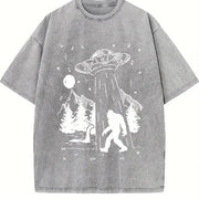 Bigfoot Alien Loch Ness Vintage Washed T-Shirt in Gray