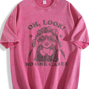 Oh Look No One Cares Retro Woman Vintage Washed T-Shirt in Red