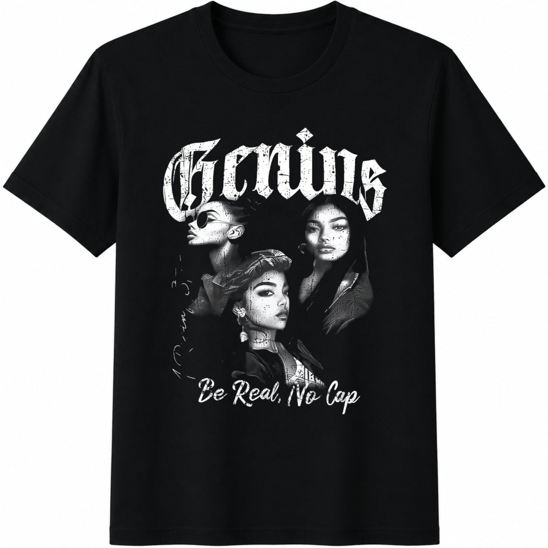 Street Genius Statement Cotton T-Shirt in Black
