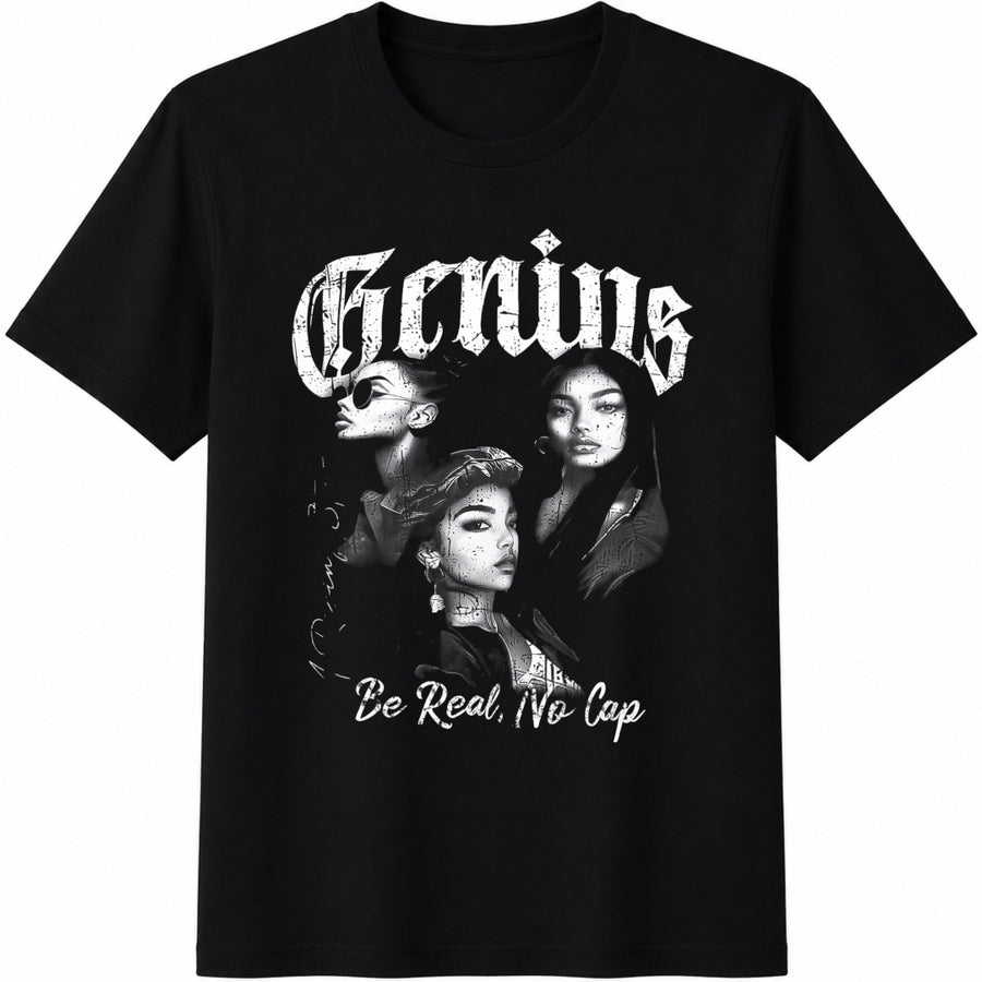 Street Genius Statement Cotton T-Shirt in Black