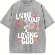 Living PROOF OF a Loving GOD Vintage Washed T-Shirt in Gray