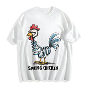 Spring Chicken Sassy Bendy Chicken Cotton T-Shirt in White