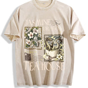 Jasmine Dragon Tea Shop Uncle Iroh Anime Lover's vintage washed oversized T-shirt in Beige