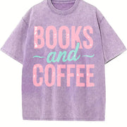 Book & Coffee for Attire Vintage Washed T-Shirt in Purple