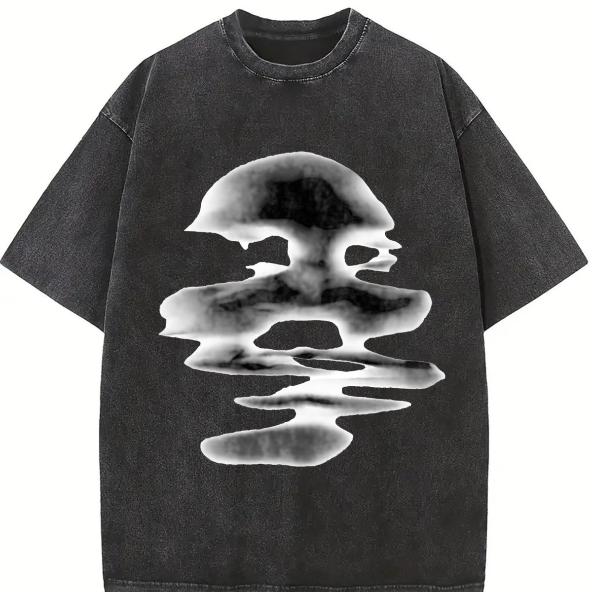 Cloud Face Vintage Washed T-Shirt in Black