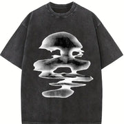 Cloud Face Vintage Washed T-Shirt in Black