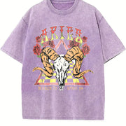 Aries Zodiac Ram Vintage Washed T-Shirt in Purple