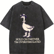 Hold on Partner IM Overstimulated Vintage Washed T-Shirt in Black