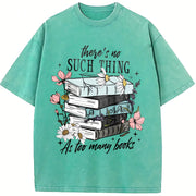 Book Lover There's No Such Thing as Too Many Books Vintage Washed T-Shirt in Blue