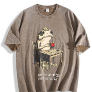 I Have to Say Weird Stuff or I'll Die Frog Vintage Washed T-Shirt in Brown