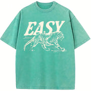 Easy Tiger Retro Esy Tiger vintage washed oversized T-shirt in Blue