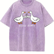 Goose Bumps Couple vintage washed oversized T-shirt in Purple