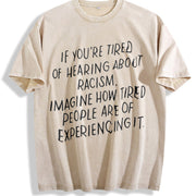 Anti-racism Statement Vintage Washed T-Shirt in Beige