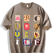 ✊🏾 Anti ICE F*ck ICE Magazine Letters Vintage Washed T-Shirt in Brown