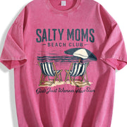 Salty Moms Beach Club Vintage Washed T-Shirt in Red