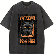 Retro Eye-catching Patterns Vintage Washed T-Shirt in Black