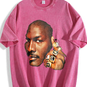 Michael Six Championship 6 Rings 90's Soft vintage washed oversized T-shirt in Red
