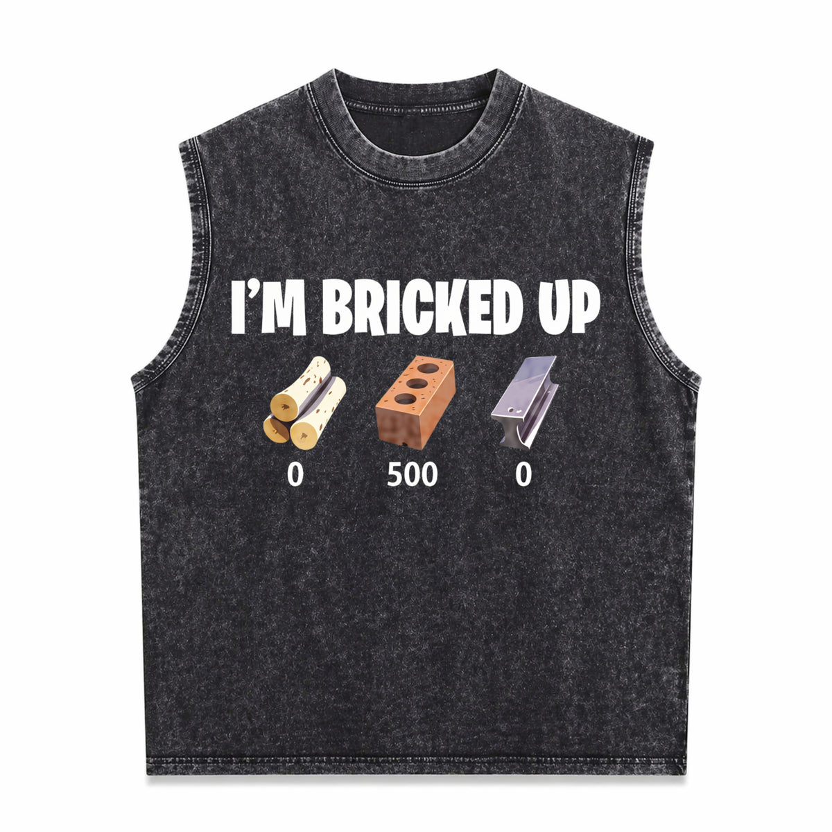 I'm Bricked Up Meme Vintage Washed Tank Top in Black