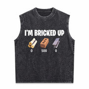 I'm Bricked Up Meme Vintage Washed Tank Top in Black
