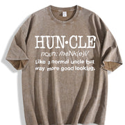Huncle Uncles Fun Saying Vintage Washed T-Shirt in Brown