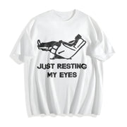 Just Resting My Eyes Sarcastic for Dad Joke Classic Dad Cotton T-Shirt in White
