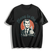 Hang in There Retro Cotton T-Shirt in Black