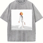 Dwight Pumpkin Head Business vintage washed oversized T-shirt in Gray