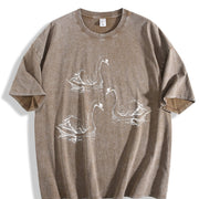 Swan 90s Retro ® Y2k Swan Vintage Washed T-Shirt in Brown