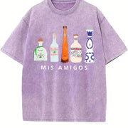 Mis Amigos Tequila Vintage Washed T-Shirt in Purple